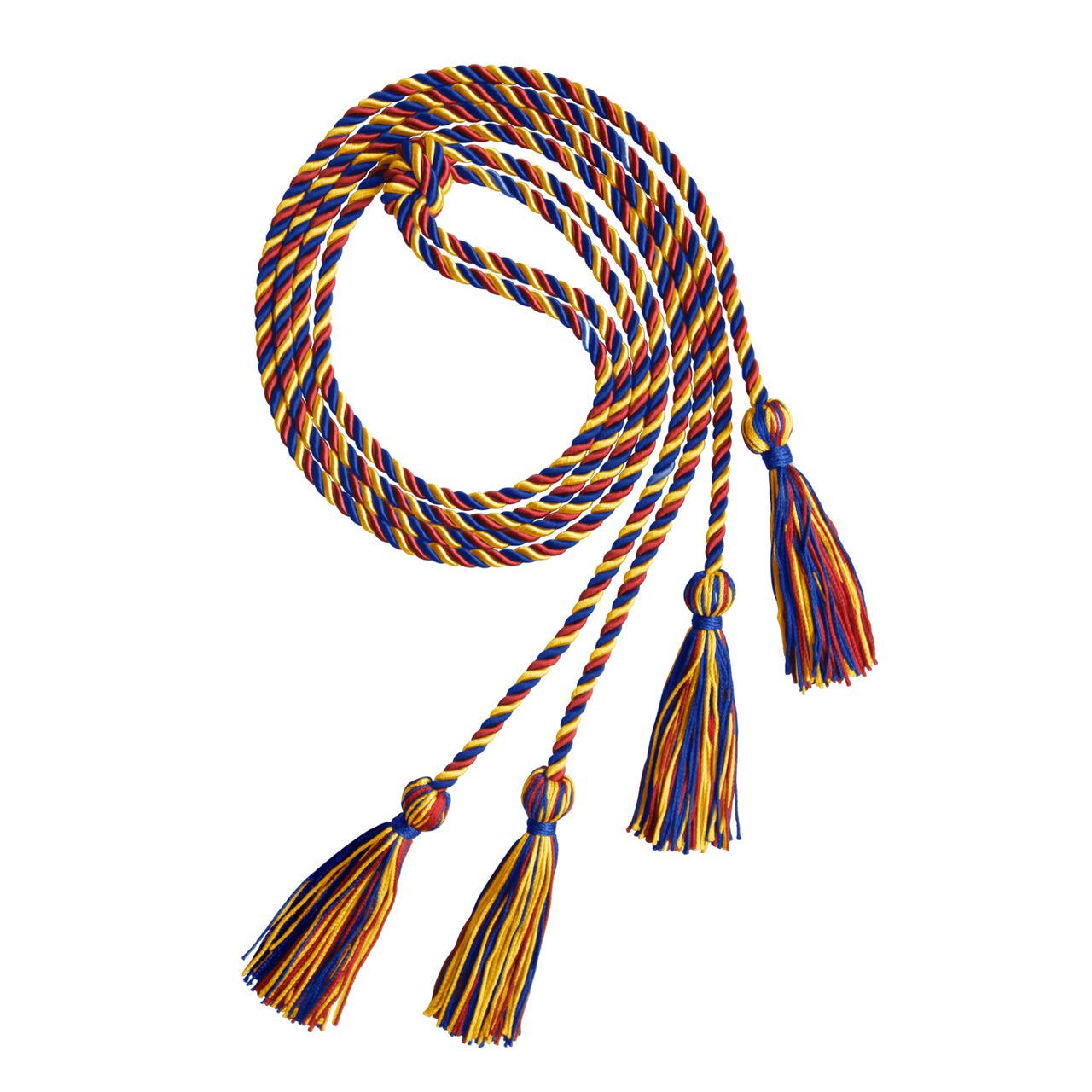 Double Graduation Honor Cord Royal Blue/Red/Gold