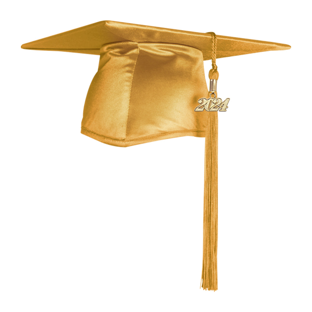 Shiny Antique Gold Graduation Cap & Tassel