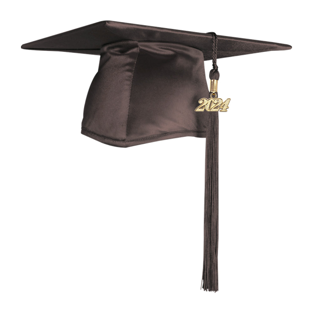 Shiny Brown Graduation Cap & Tassel