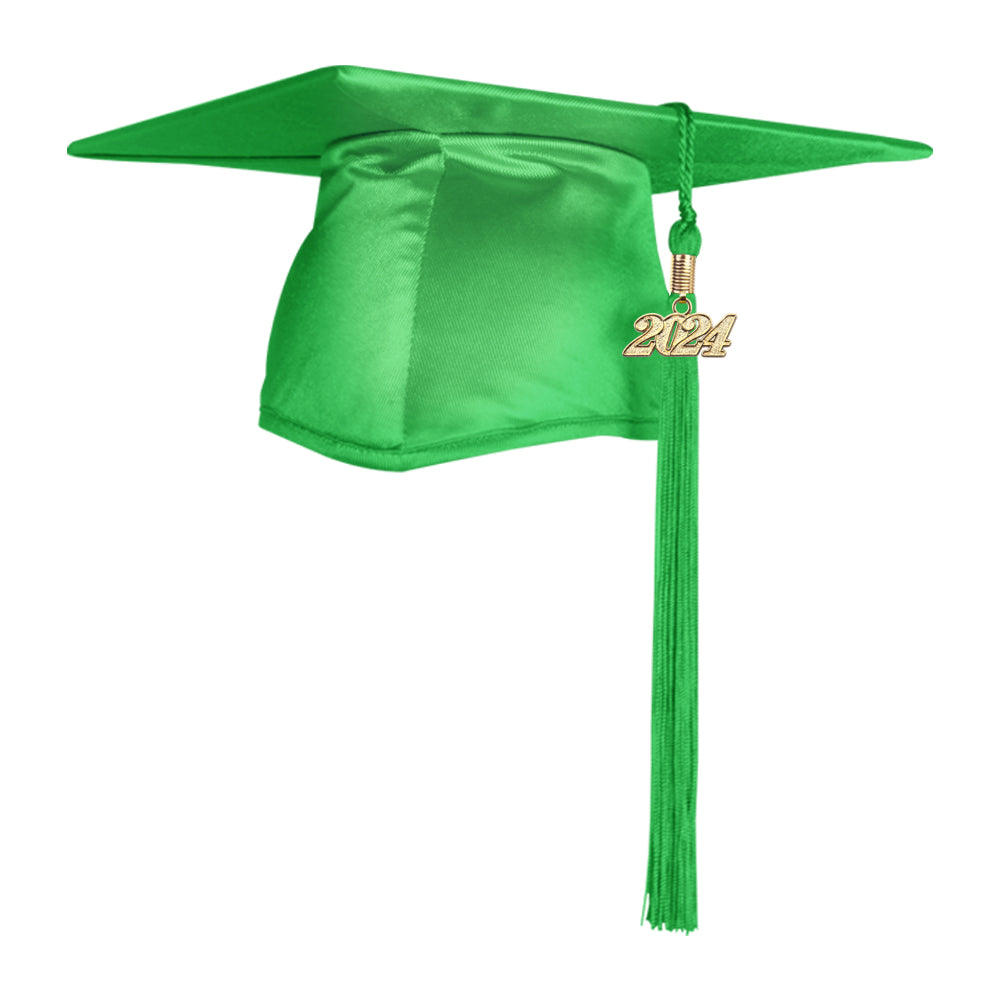 Shiny Green Graduation Cap & Tassel