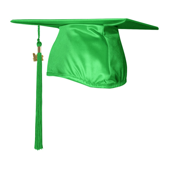 Shiny Green Graduation Cap & Tassel