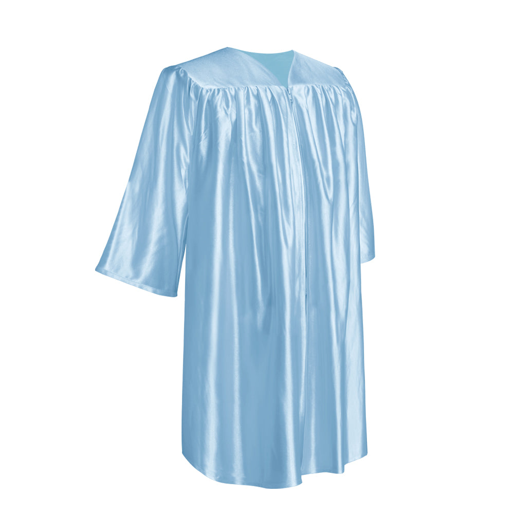 Shiny Light Blue Graduation Cap and Gown for Pre-school