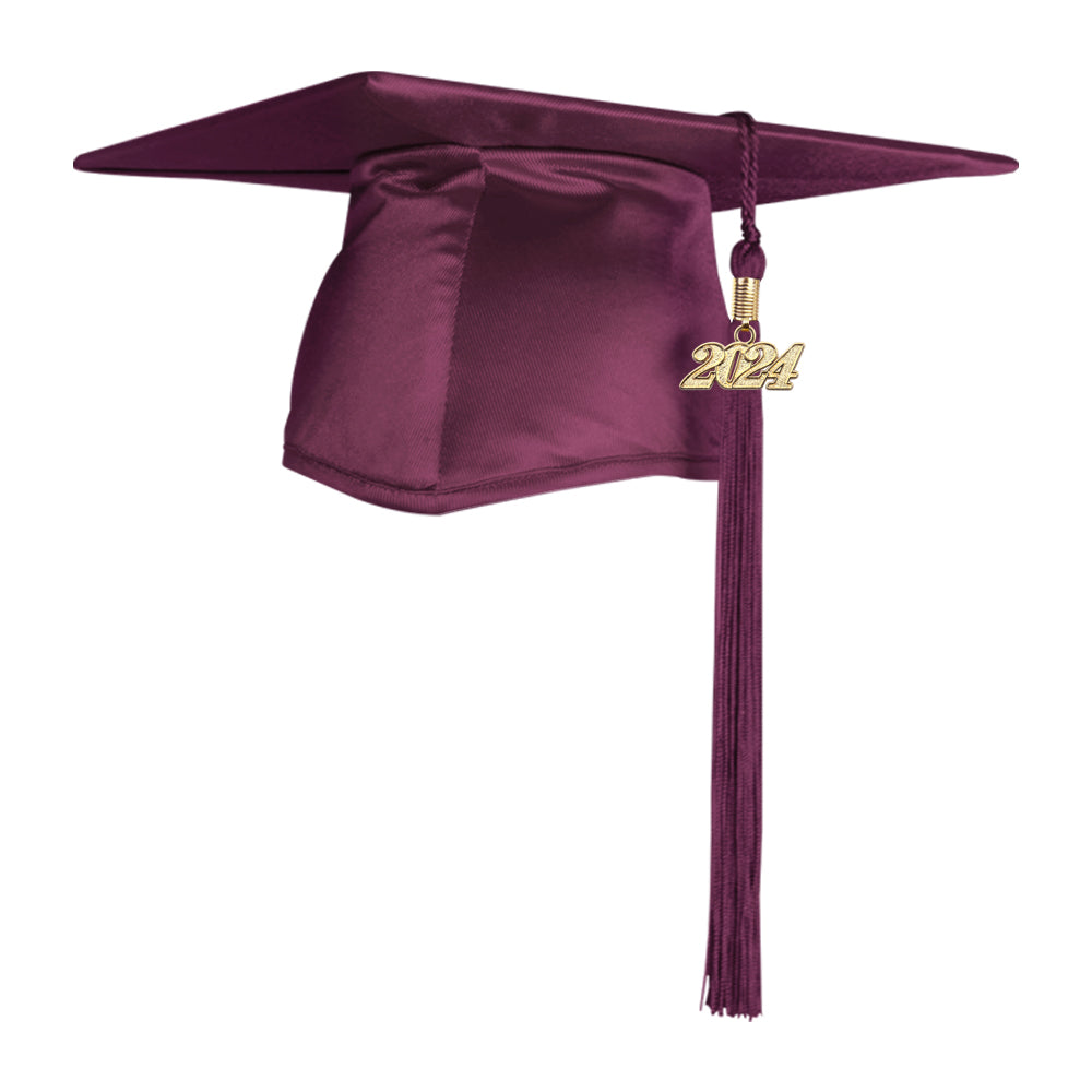 Shiny Maroon Graduation Cap & Tassel