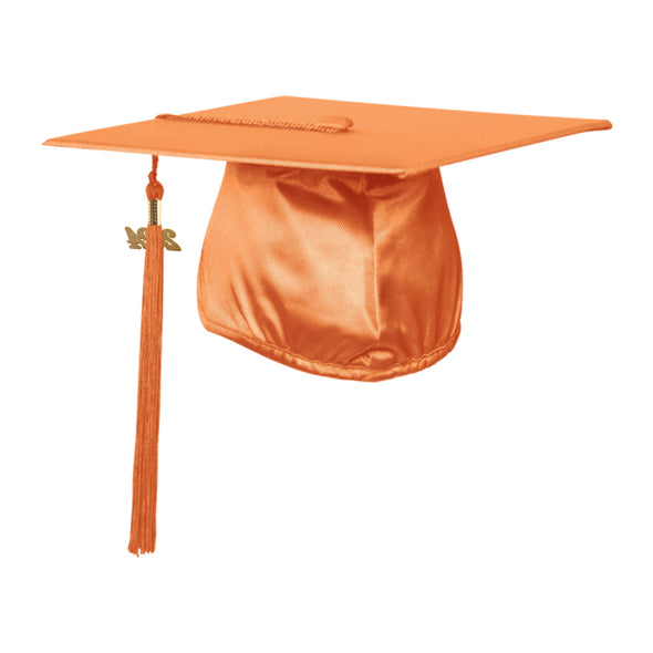 Shiny Orange Graduation Cap & Tassel