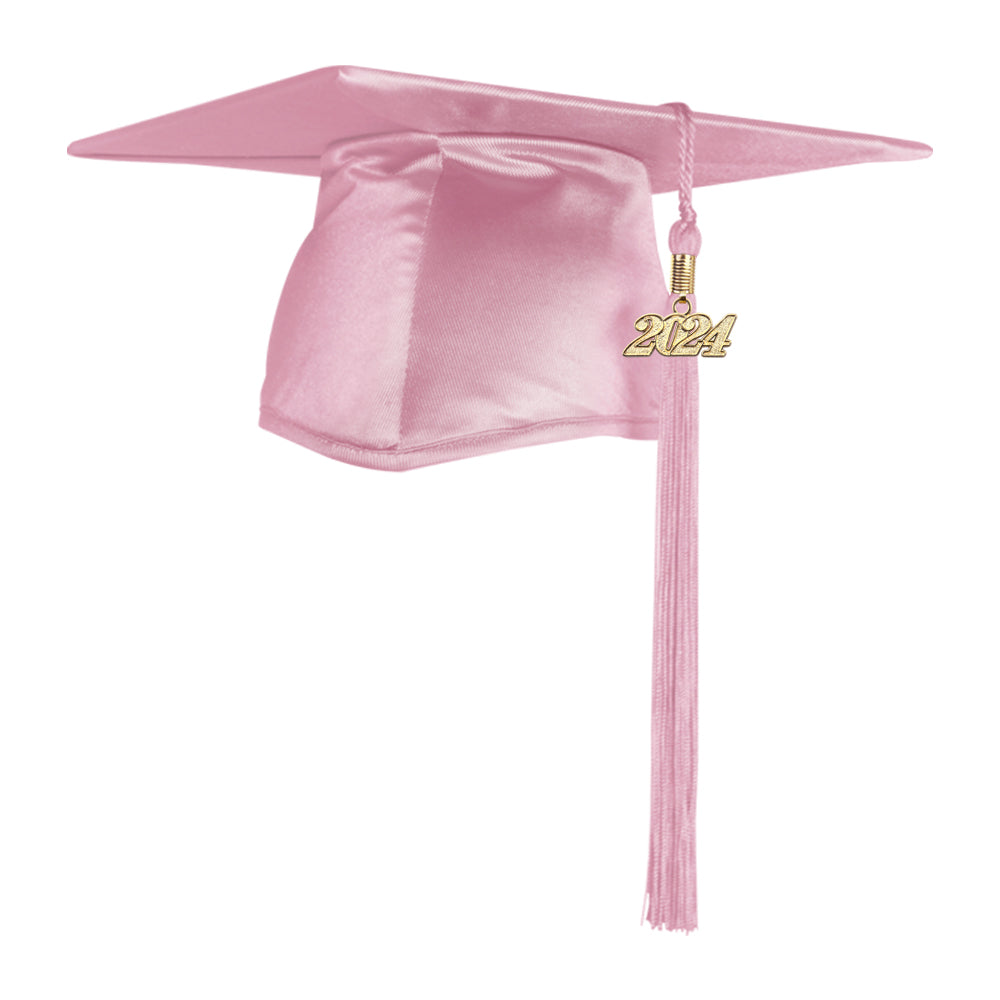 Shiny Pink Graduation Cap & Tassel