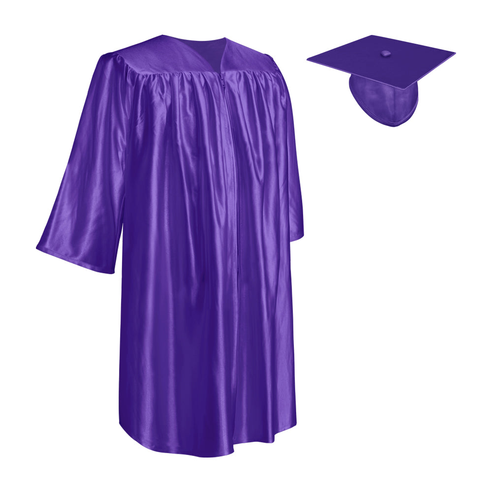Shiny Purple Graduation Cap and Gown for Pre-school