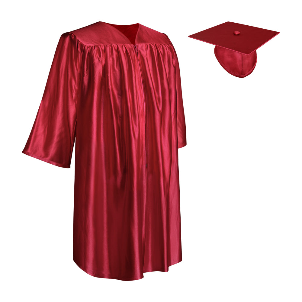 Shiny Red Graduation Cap and Gown for Pre-school