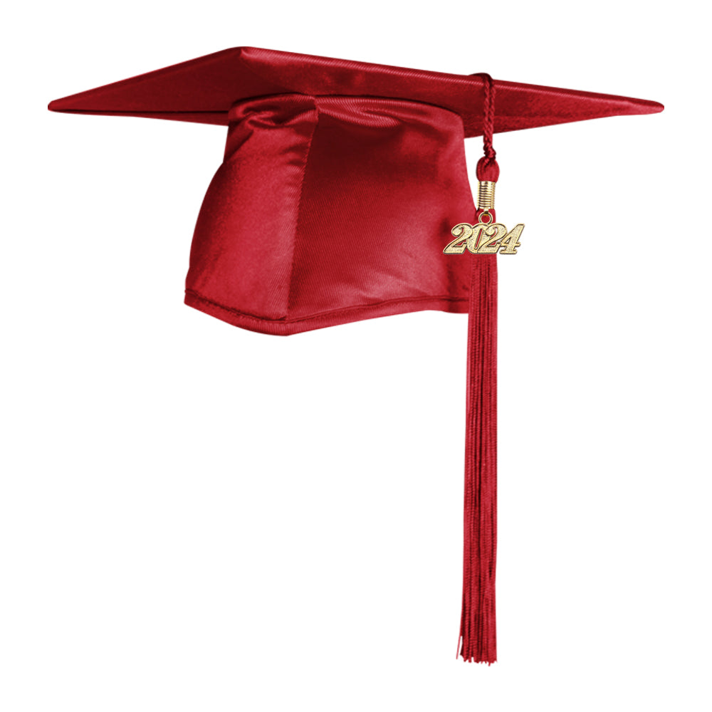 Shiny Red Graduation Cap & Tassel