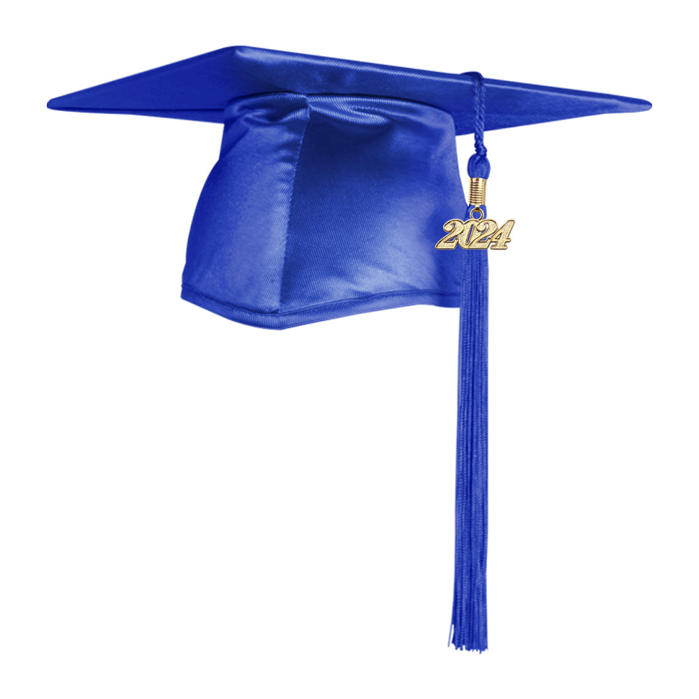 Shiny Royal Blue Graduation Cap & Tassel