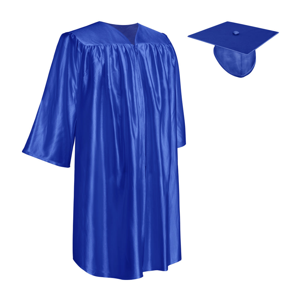 Shiny Royal Blue Graduation Cap and Gown for Pre-school