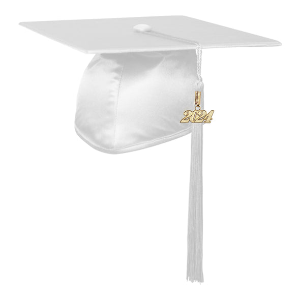 Shiny White Graduation Cap & Tassel