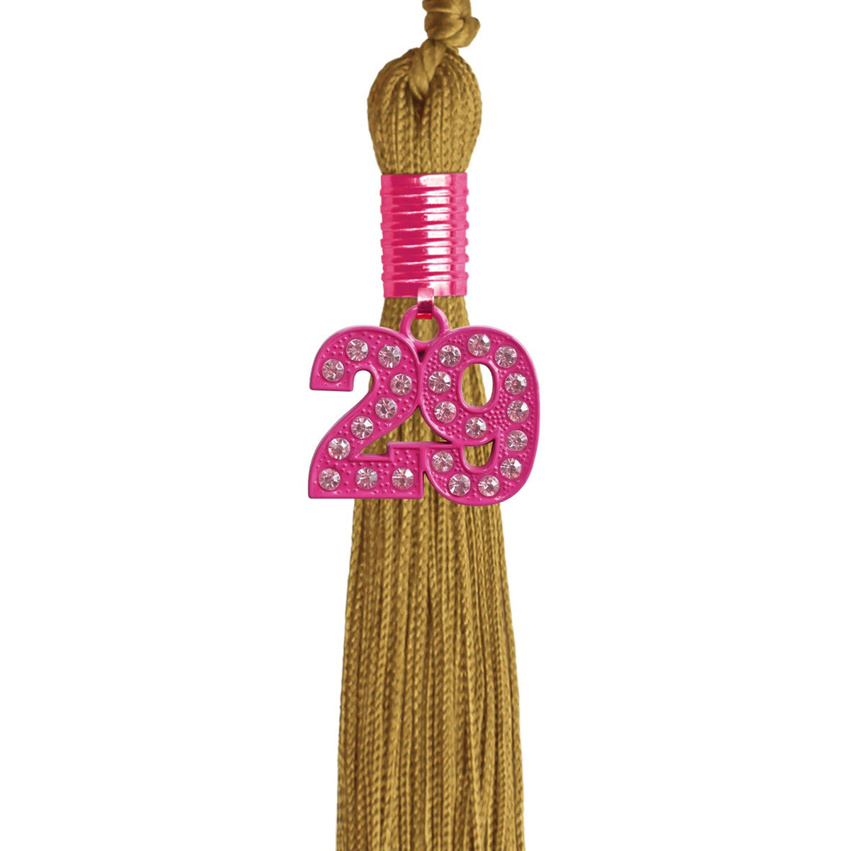 Antique Gold Graduation Tassel with Pink Bling Charm by Endea Graduation