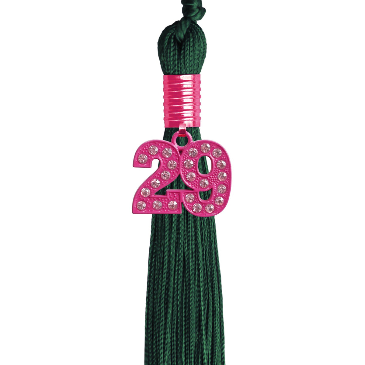 Hunter Green Graduation Tassel with Pink Bling Charm by Endea Graduation