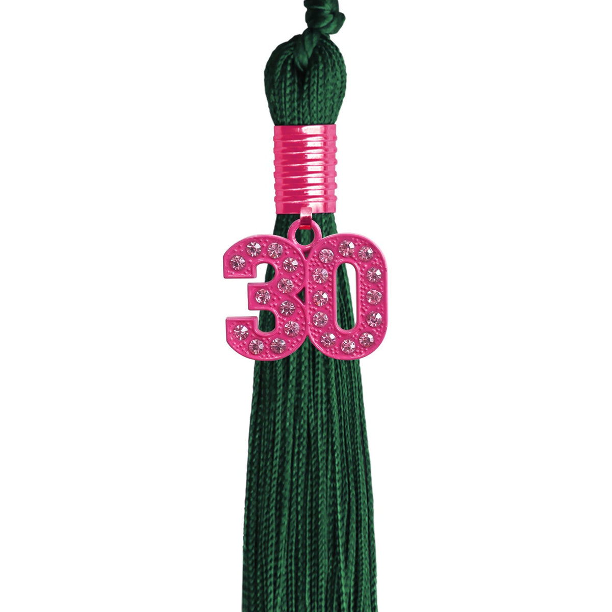 Hunter Green Graduation Tassel with Pink Bling Charm by Endea Graduation