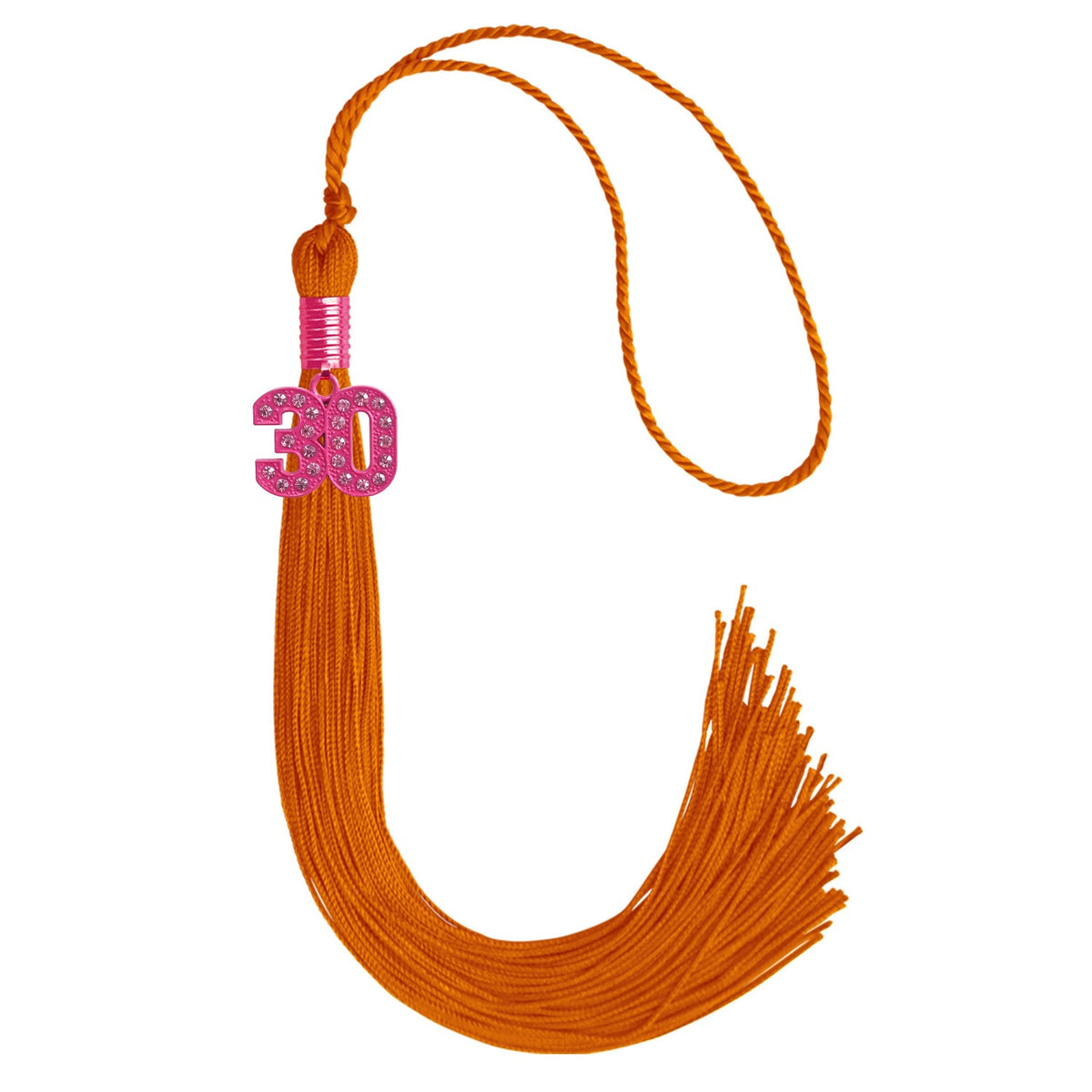 Orange Graduation Tassel with Pink Bling Charm by Endea Graduation