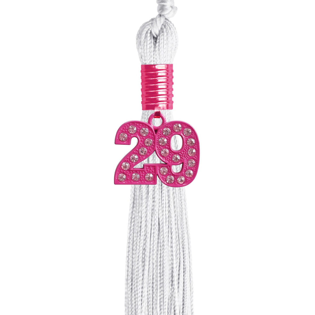 White Graduation Tassel with Pink Bling Charm by Endea Graduation