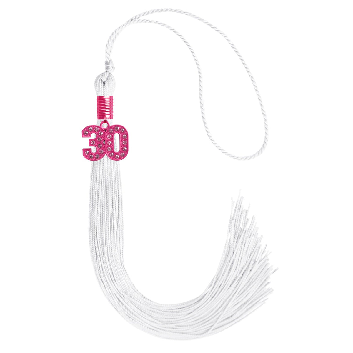 White Graduation Tassel with Pink Bling Charm by Endea Graduation