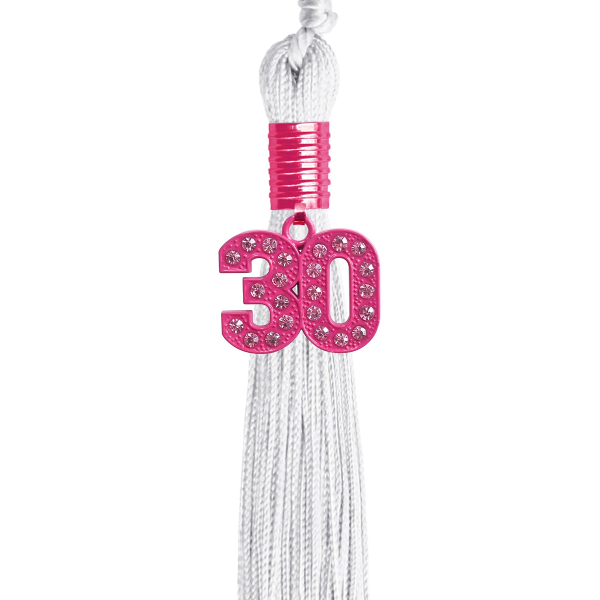 White Graduation Tassel with Pink Bling Charm by Endea Graduation