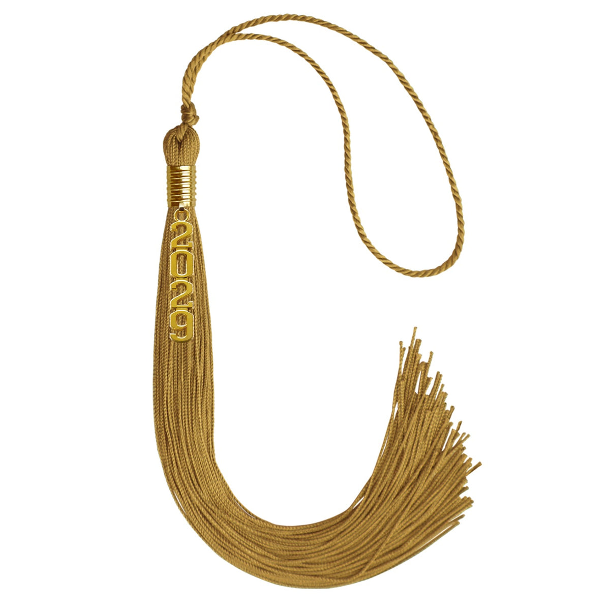Antique Gold Graduation Tassel with Gold Stacked Date Drop by Wholesale Grad Supply