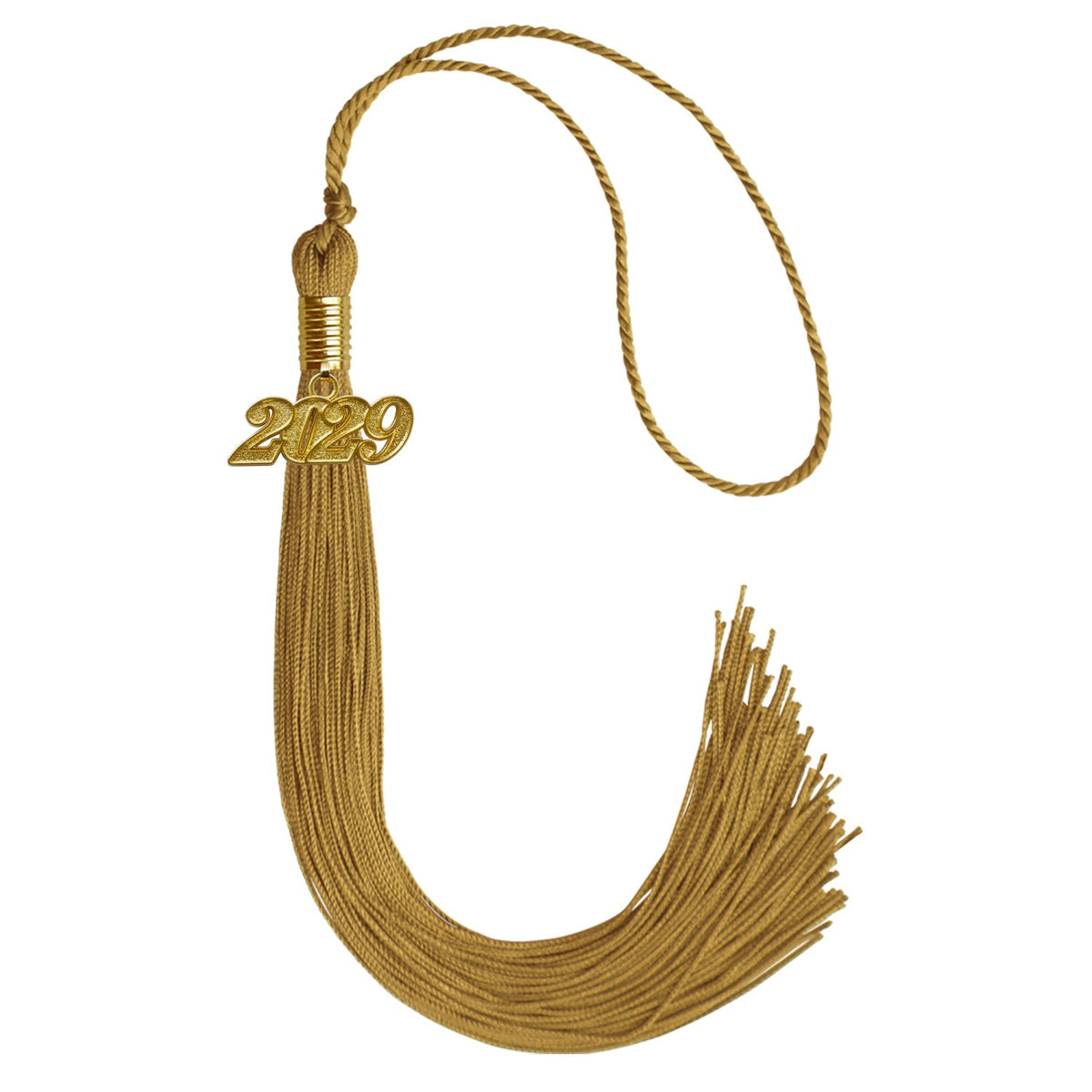 Antique Gold Graduation Tassel with Gold Date Drop by Wholesale Grad Supply