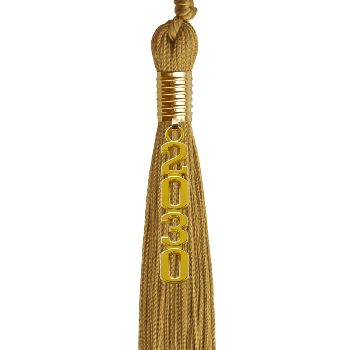 Antique Gold Graduation Tassel with Gold Stacked Date Drop by Wholesale Grad Supply