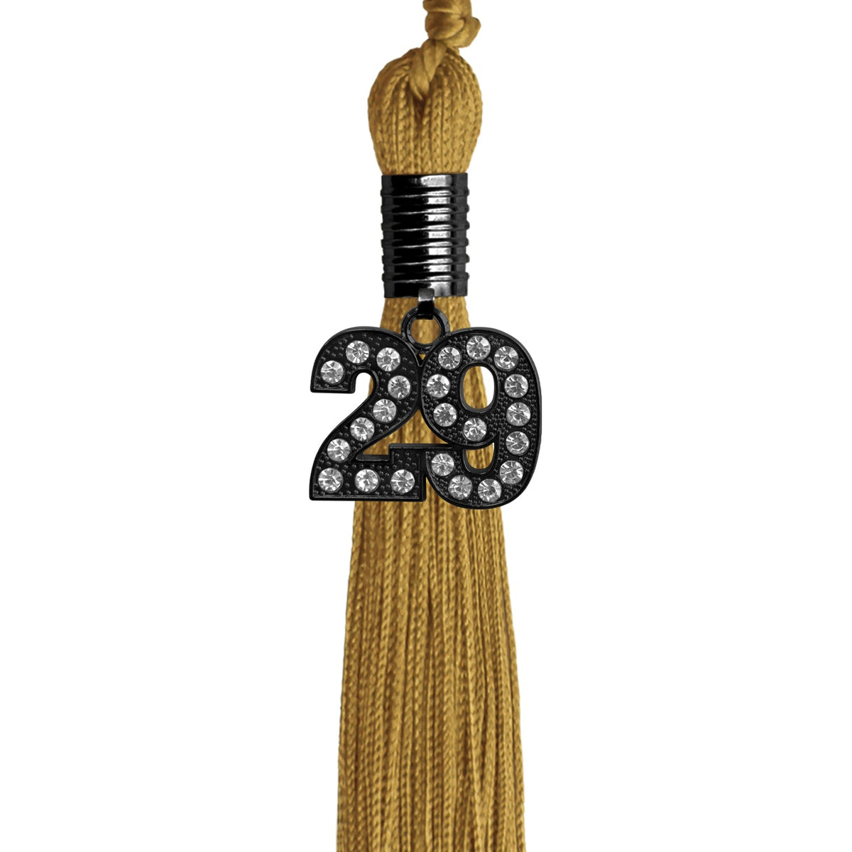 Antique Gold Graduation Tassel with Black Bling Charm by Endea Graduation
