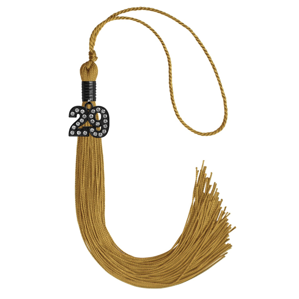 Antique Gold Graduation Tassel with Black Bling Charm by Endea Graduation