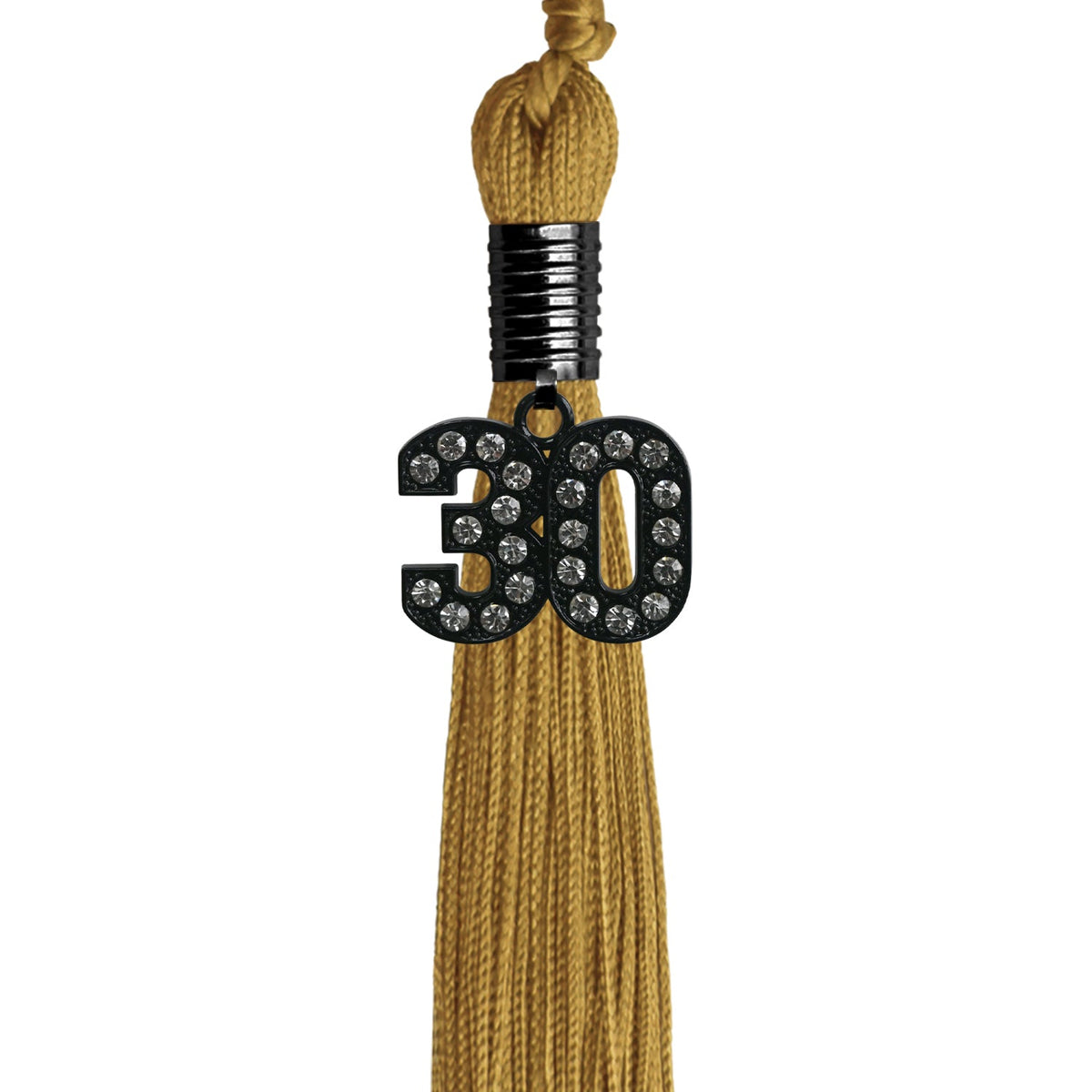Antique Gold Graduation Tassel with Black Bling Charm by Endea Graduation