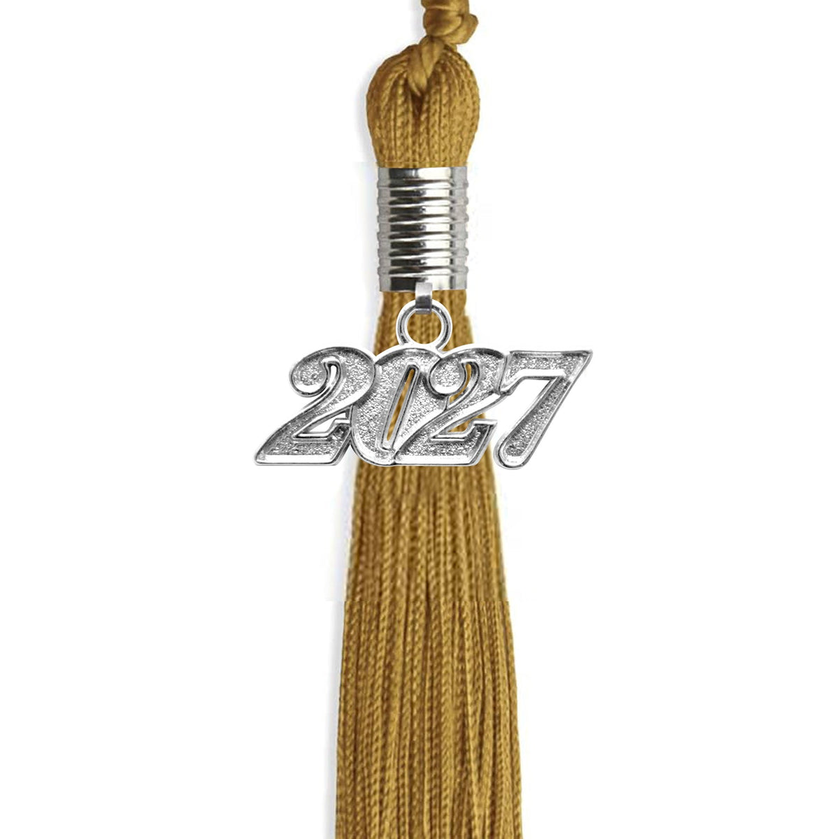 Antique Gold Graduation Tassel with Silver Date Drop by Wholesale Grad Supply