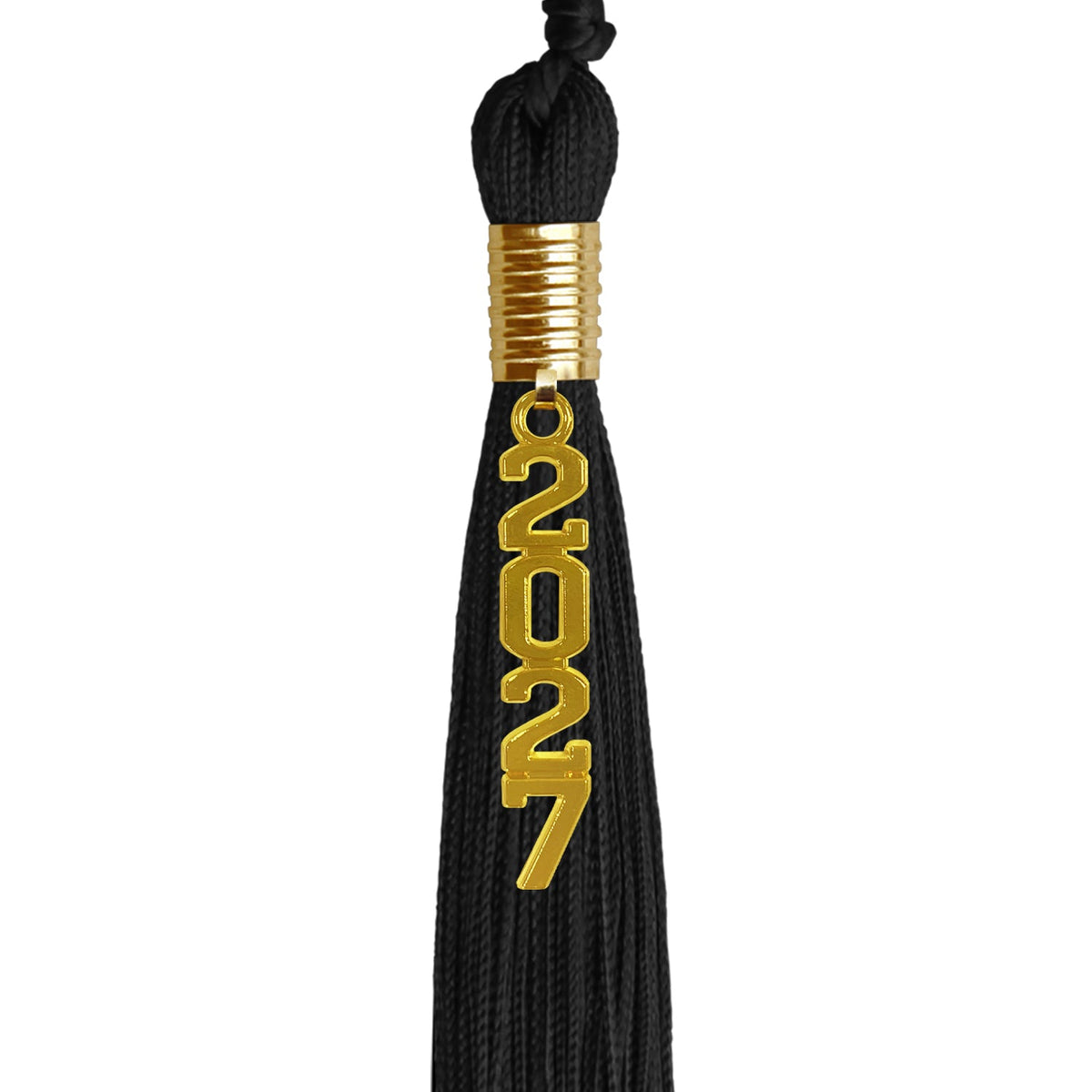Black Graduation Tassel with Gold Stacked Date Drop by Wholesale Grad Supply