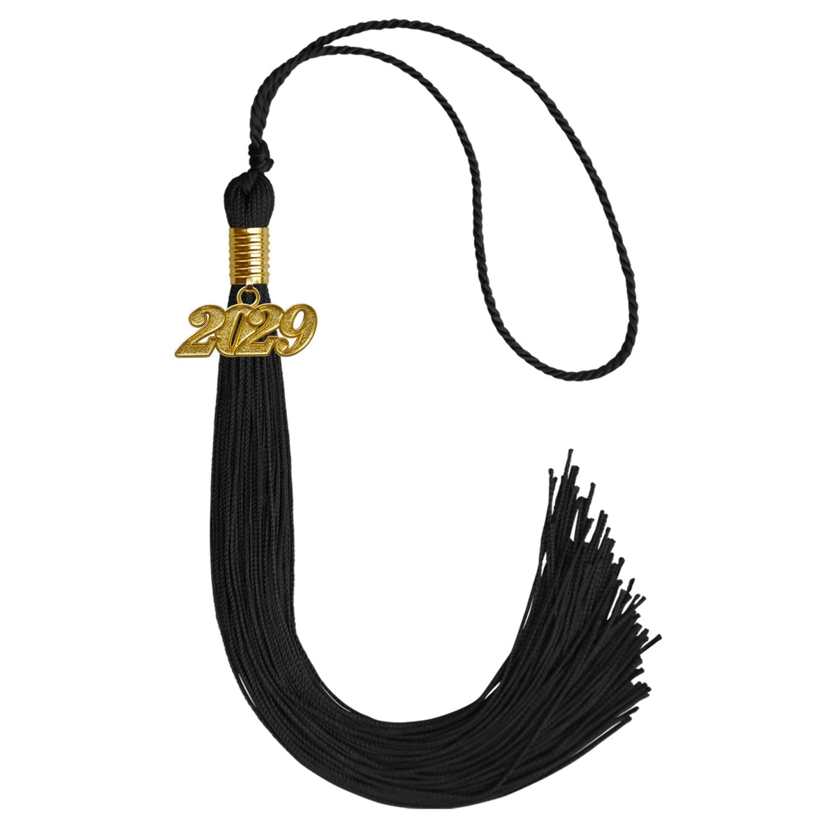 Black Graduation Tassel with Gold Date Drop by Wholesale Grad Supply