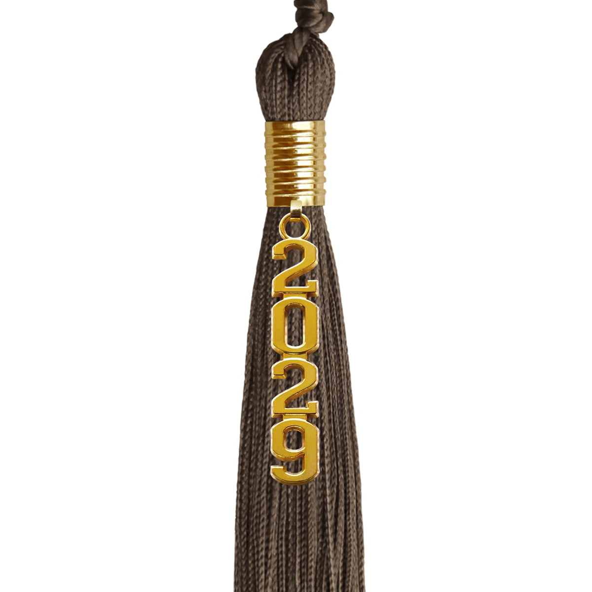 Brown Graduation Tassel with Gold Stacked Date Drop by Wholesale Grad Supply