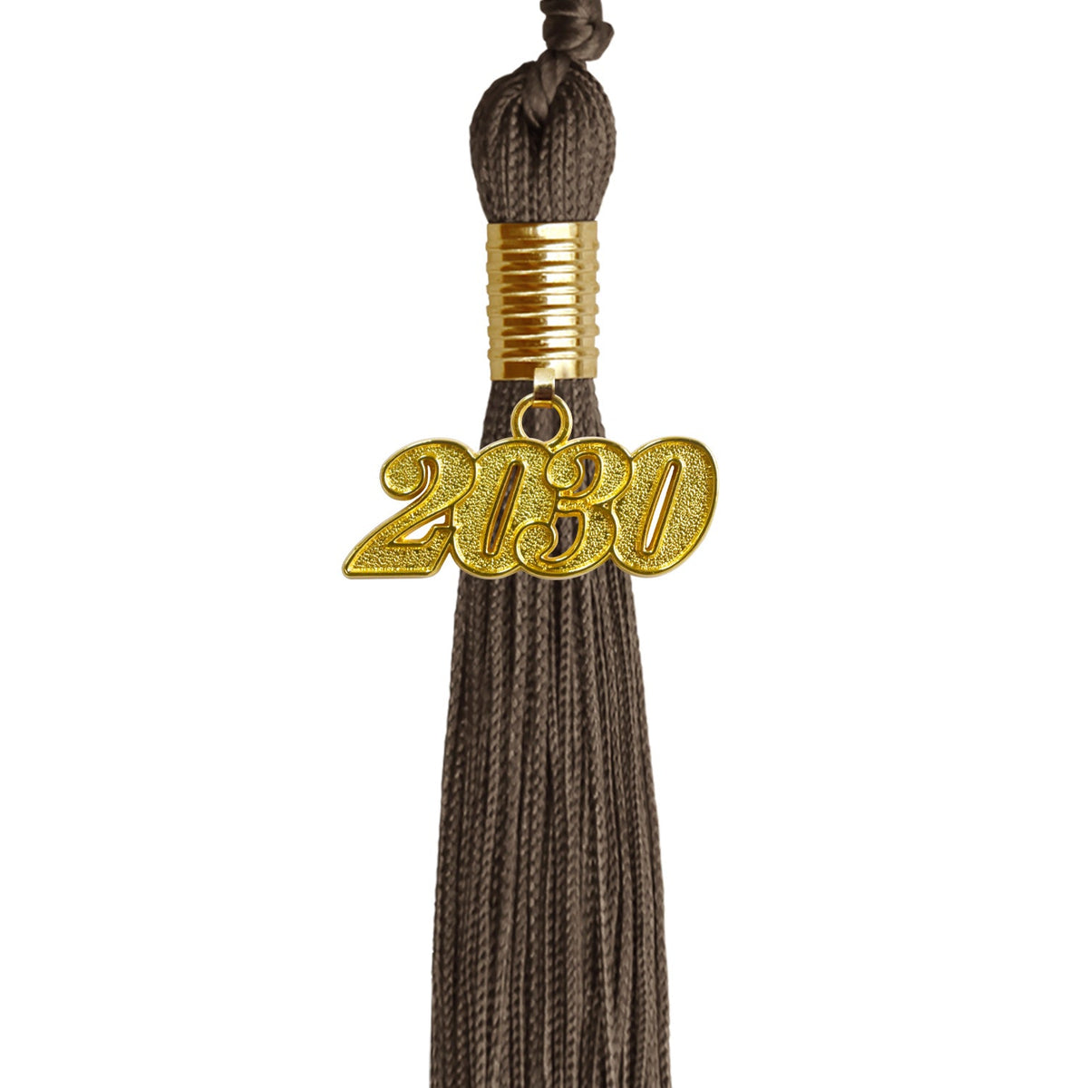 Brown Graduation Tassel with Gold Date Drop by Wholesale Grad Supply
