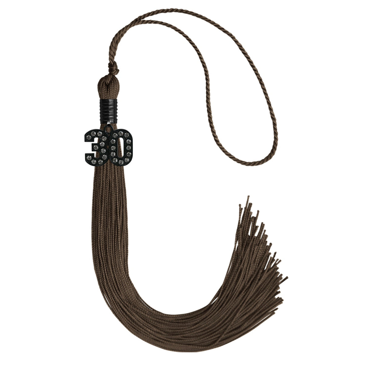 Brown Graduation Tassel with Black Bling Charm by Endea Graduation