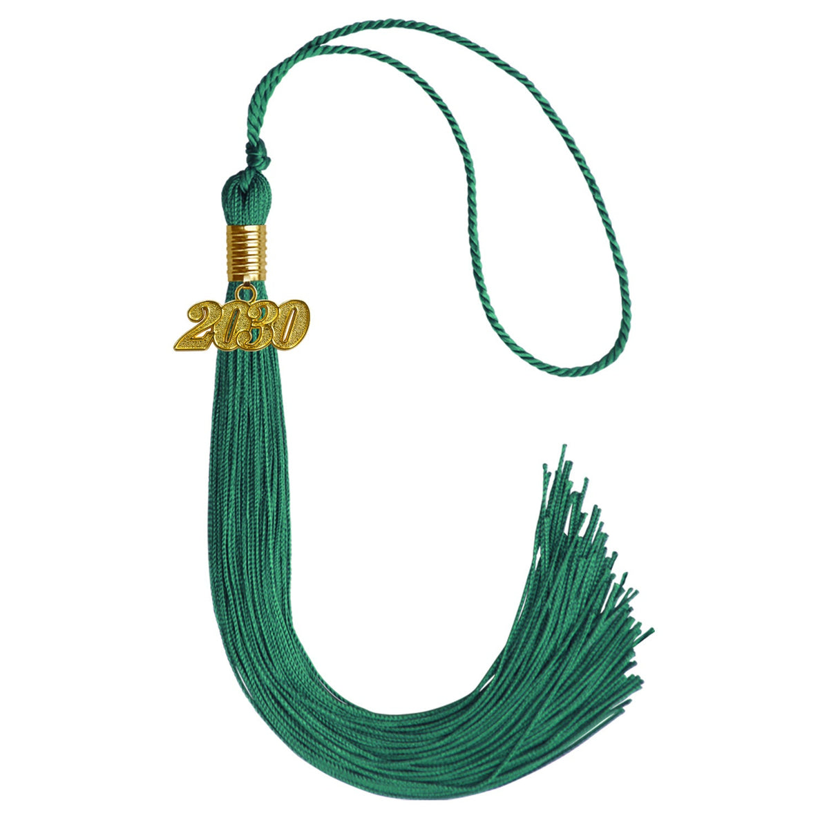 Emerald Green Graduation Tassel with Gold Date Drop by Wholesale Grad Supply
