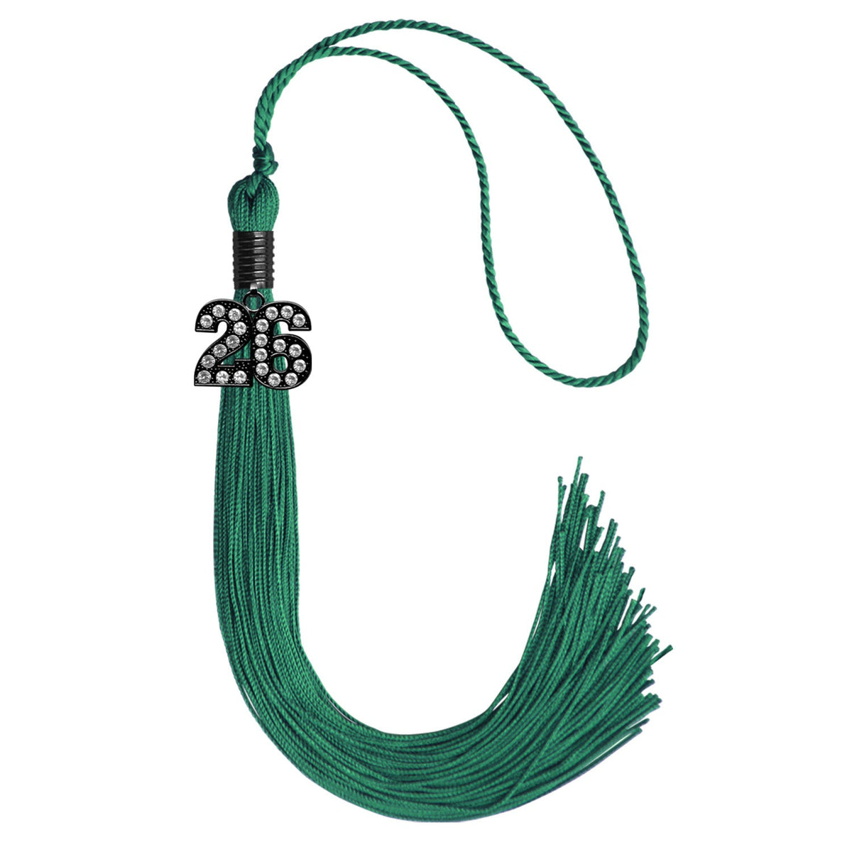 Emerald Green Graduation Tassel with Black Bling Charm by Endea Graduation