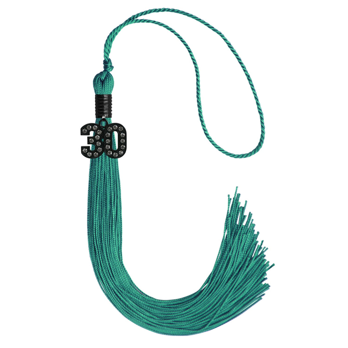 Emerald Green Graduation Tassel with Black Bling Charm by Endea Graduation