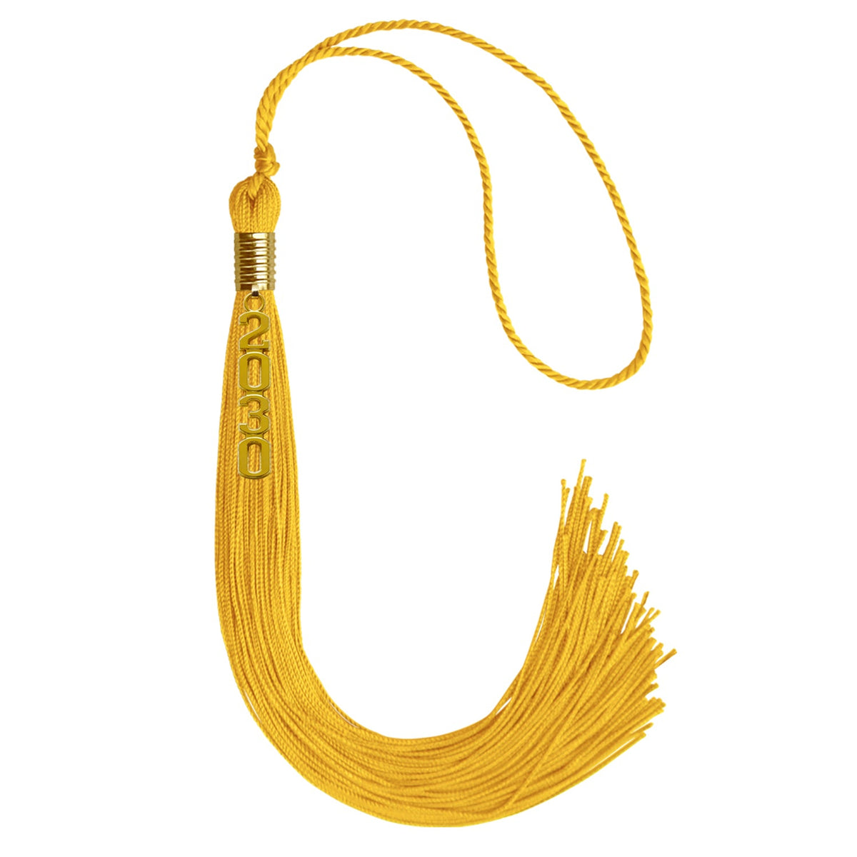 Gold Graduation Tassel with Gold Stacked Date Drop by Wholesale Grad Supply