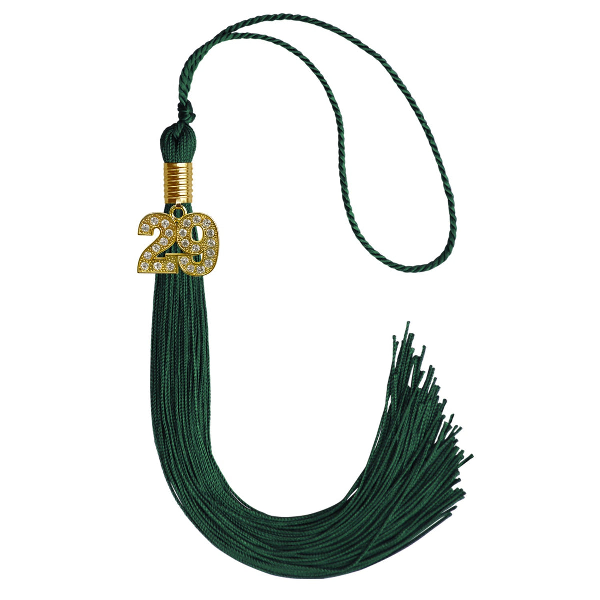 Hunter Green Graduation Tassel with Gold Bling Charm by Endea Graduation