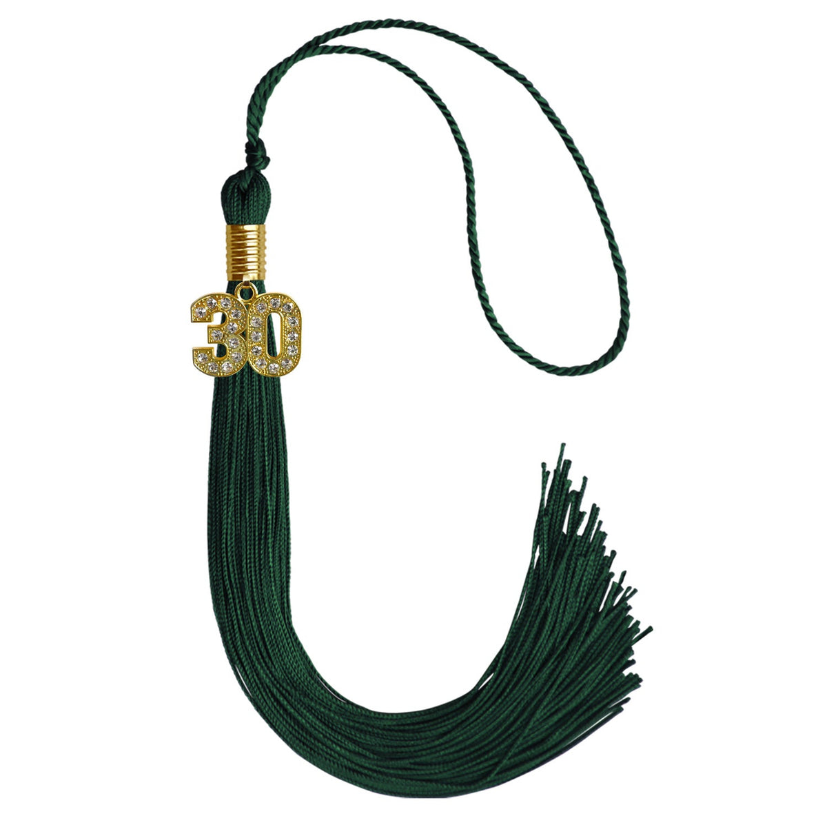 Hunter Green Graduation Tassel with Gold Bling Charm by Endea Graduation