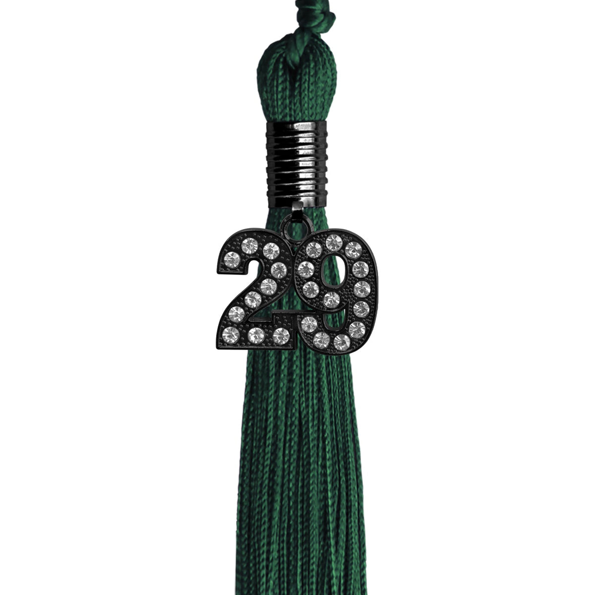 Hunter Green Graduation Tassel with Black Bling Charm by Endea Graduation