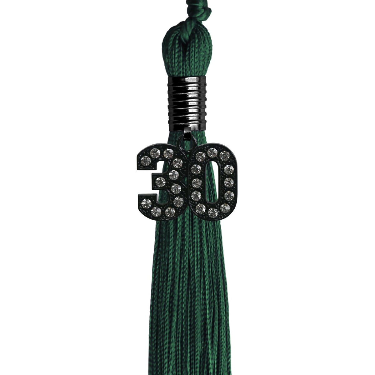 Hunter Green Graduation Tassel with Black Bling Charm by Endea Graduation