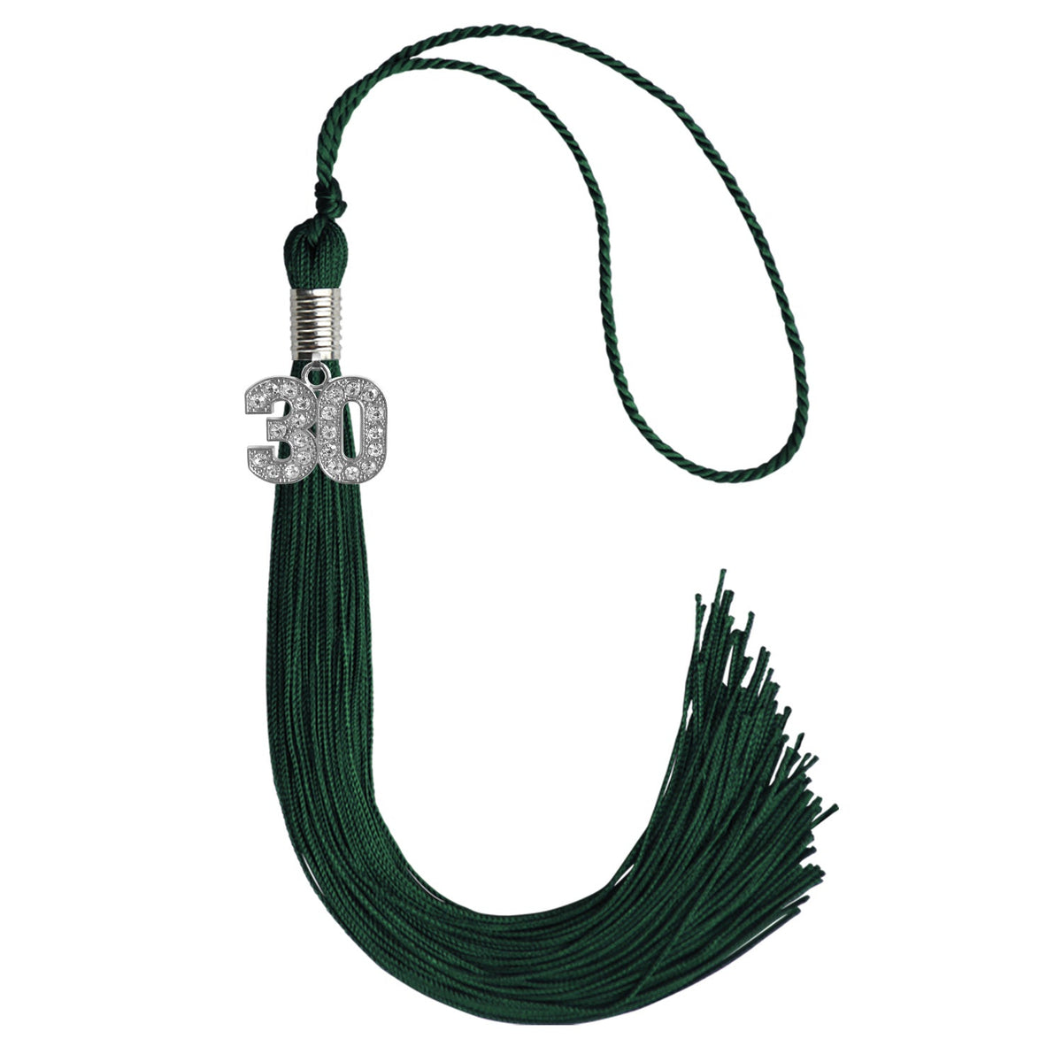 Hunter Green Graduation Tassel with Silver Bling Charm 2030
