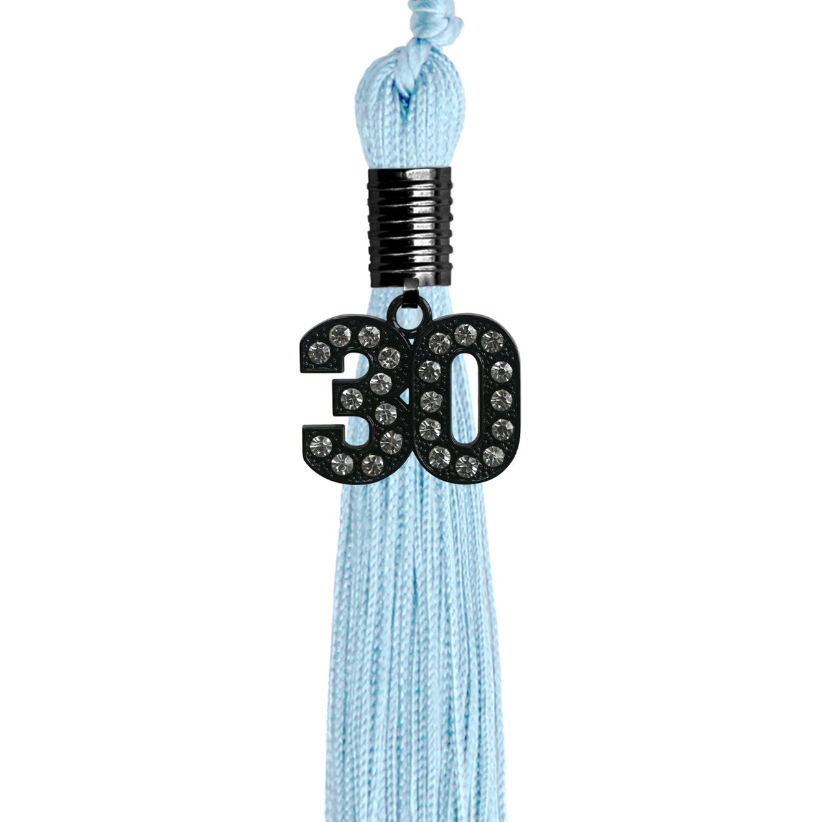 Light Blue Graduation Tassel with Black Bling Charm by Endea Graduation