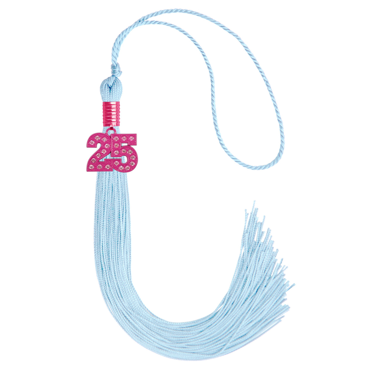 Light Blue Graduation Tassel with Pink Bling Charm