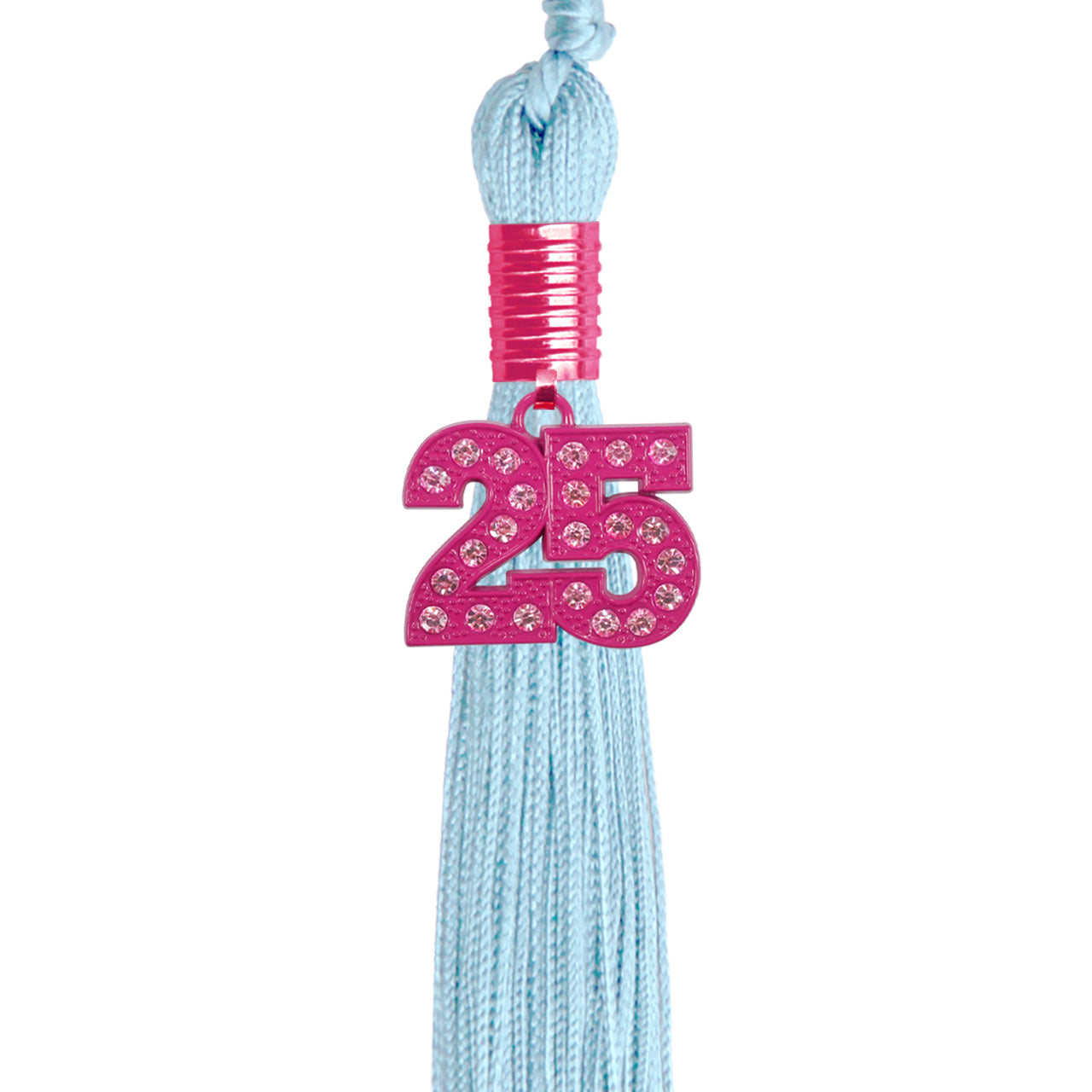 Light Blue Graduation Tassel with Pink Bling Charm