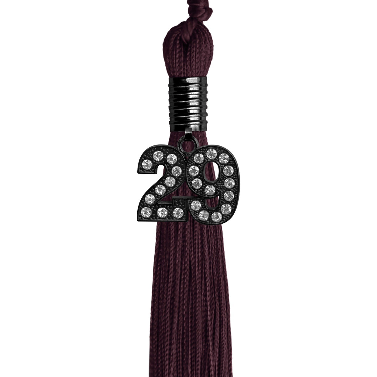 Maroon Graduation Tassel with Black Bling Charm by Endea Graduation