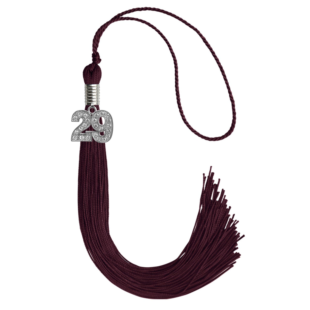 Maroon Graduation Tassel with Silver Bling Charm 2029