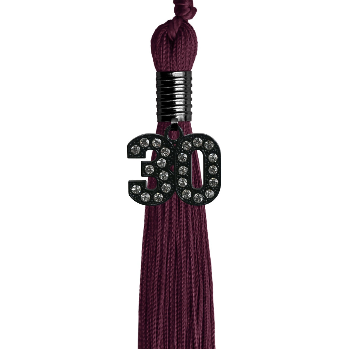 Maroon Graduation Tassel with Black Bling Charm by Endea Graduation