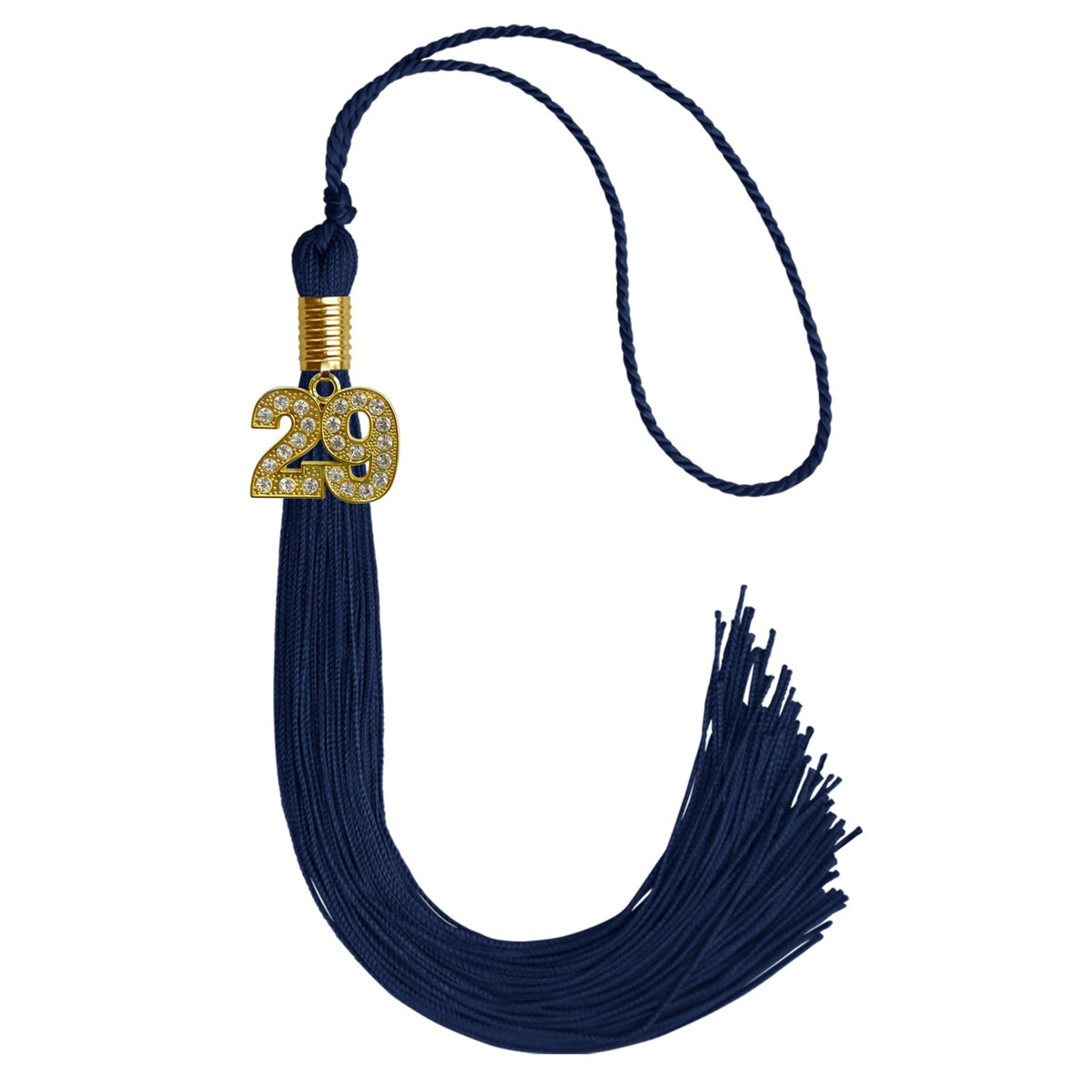 Navy Blue Graduation Tassel with Gold Bling Charm by Endea Graduation